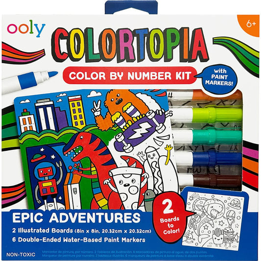 Colortopia Color By Number Paint Marker Kit - Epic Adventures